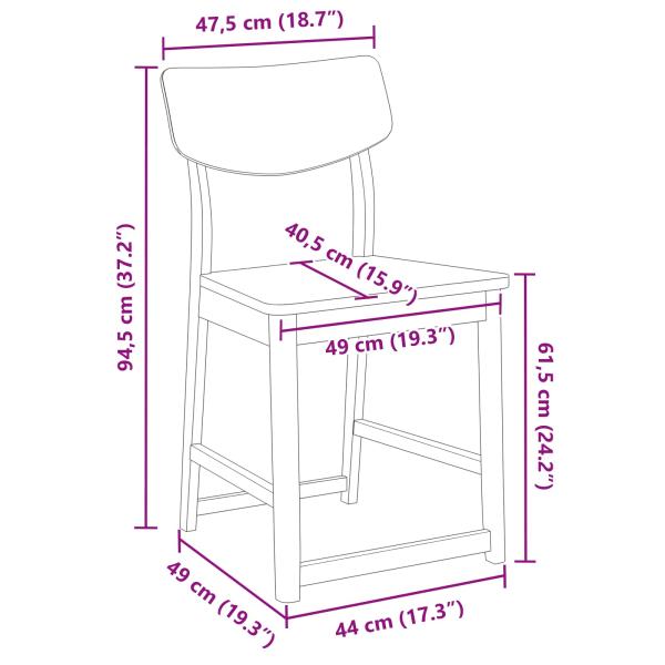 Esszimmerstühle 2 pcs Natur 48 x 49 x 95 cm Massives Gummiholz