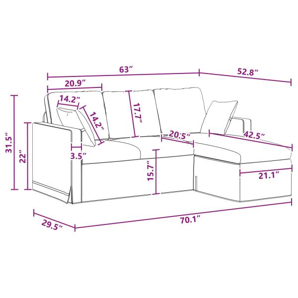 Sofa Dunkelgrau 198 x 134 x 80 cm Samt