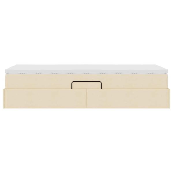 Aufbewahrungsbett mit Matratze Creme 90 x 190 cm Polyester