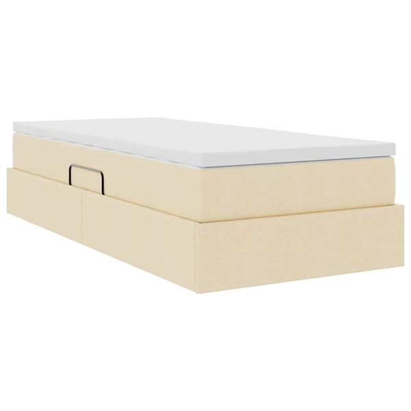 Aufbewahrungsbett mit Matratze Creme 90 x 190 cm Polyester