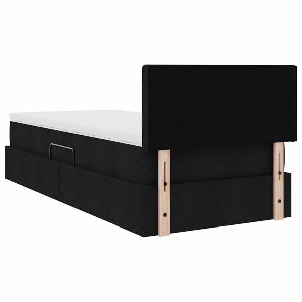 Bett mit Stauraum und LED mit LED Schwarz 90 x 190 cm Stoff