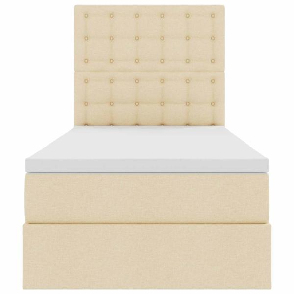 Aufbewahrungsbett mit Matratze Creme 90 x 190 cm Polyester