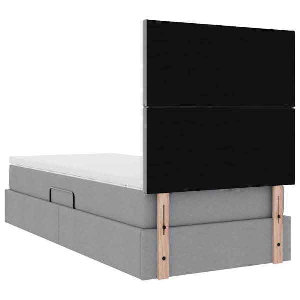 Bett mit Stauraum und LED Hellgrau 90 x 190 cm Polyester