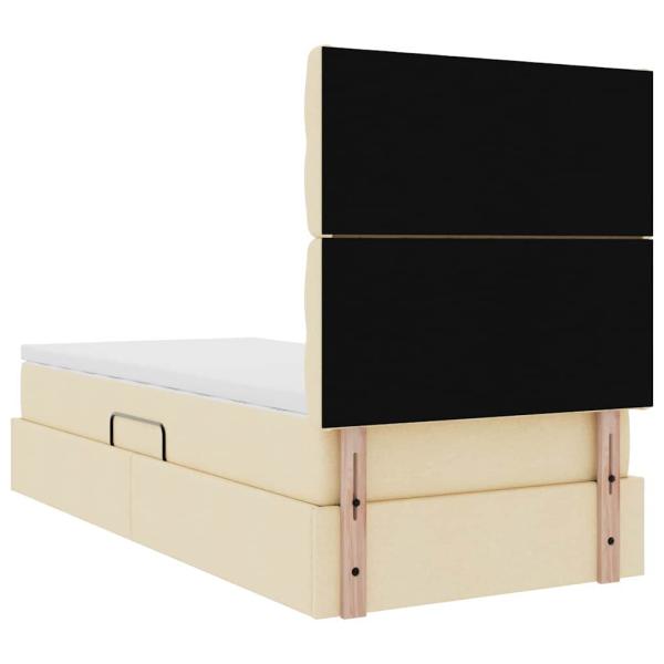 Bett mit Stauraum und LED mit LED Creme 90 x 190 cm Polyester