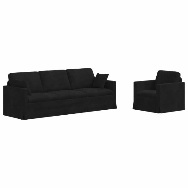 Sofa 2 pcs Schwarz 228 x 78 x 80 cm Samt