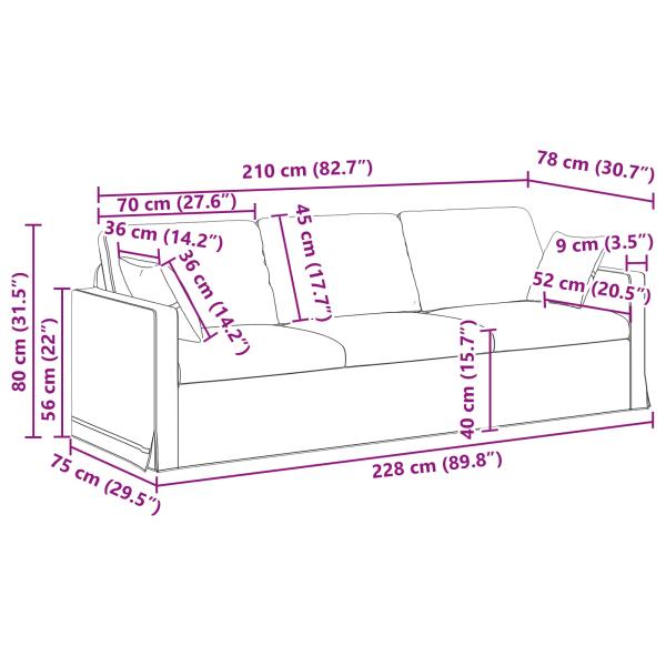 Sofa 2 pcs Schwarz 228 x 78 x 80 cm Samt