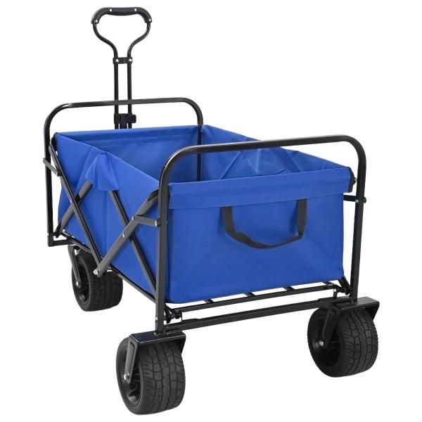 ARDEBO.de - Klapp-Handwagen Blau 89 x 63 x 96 cm Stahl und Oxford-Stoff