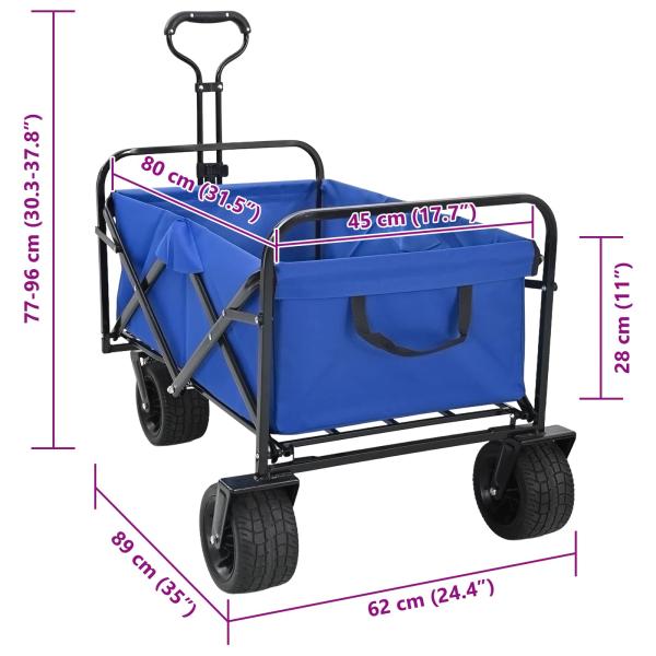 Faltwagen Blau 89 x 63 x 96 cm Stahl und Polyester-Oxford