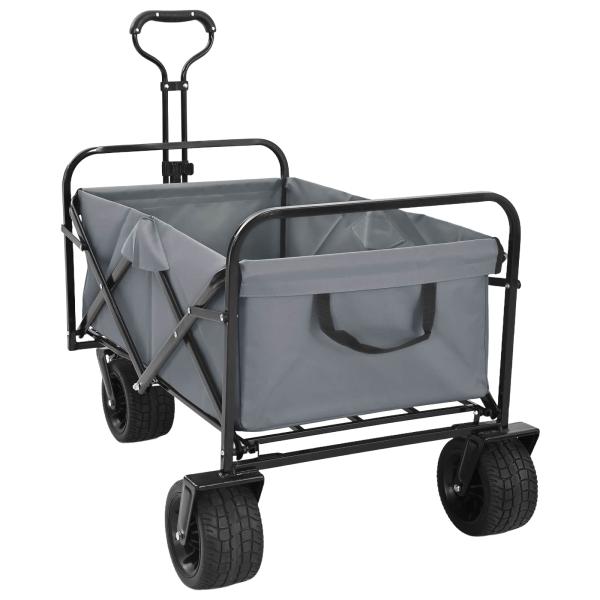 ARDEBO.de - Klapp-Handwagen Grau 89 x 63 x 96 cm Stahl und Oxford-Stoff
