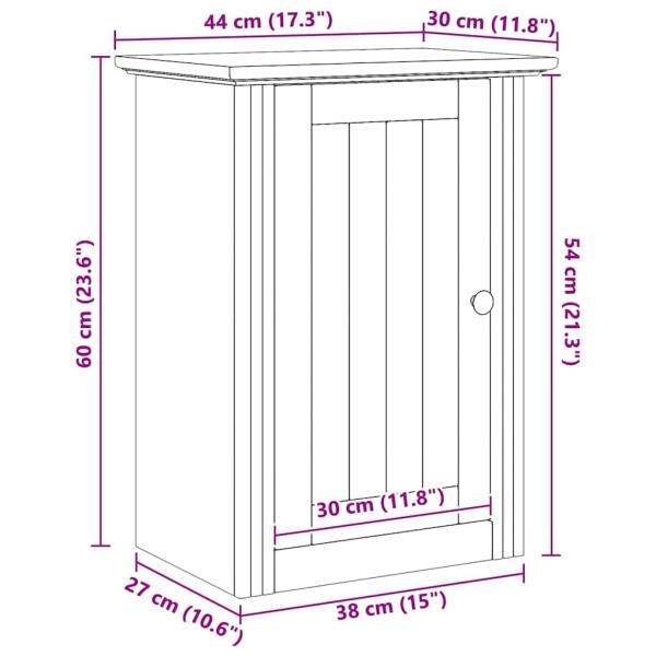 Badezimmer-Wandschrank mit Tür BODO Honigbraun 44 x 30 x 60 cm