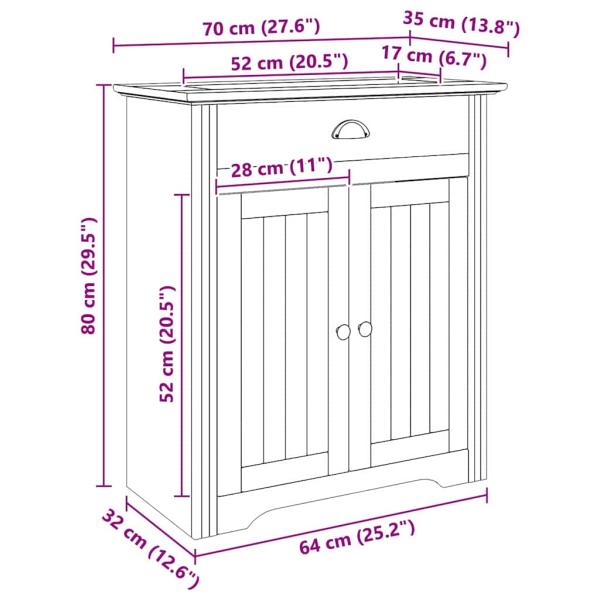 Badezimmerschrank BODO Honigbraun 70 x 35 x 80 cm Holzwerkstoff