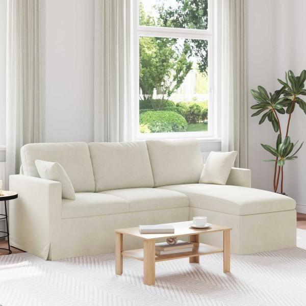 ARDEBO.de - Sofa Creme 198 x 134 x 80 cm Samt