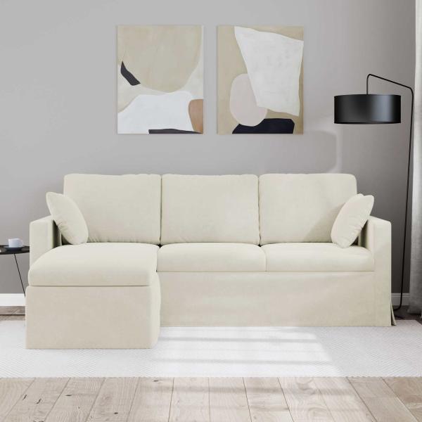 Sofa Creme 198 x 134 x 80 cm Samt
