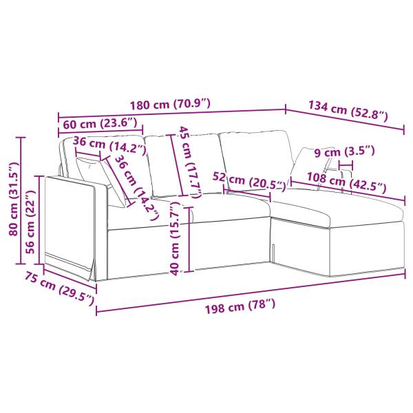 Sofa Creme 198 x 134 x 80 cm Samt