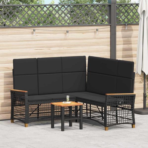 ARDEBO.de - Garten Liegesofa Set Schwarz 164 x 164 x 112 cm Poly-Rattan