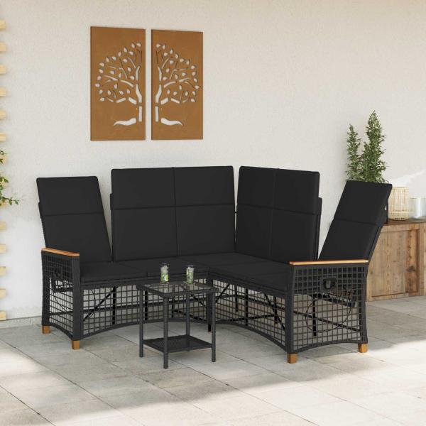 Garten Liegesofa Set Schwarz 164 x 164 x 112 cm Poly-Rattan