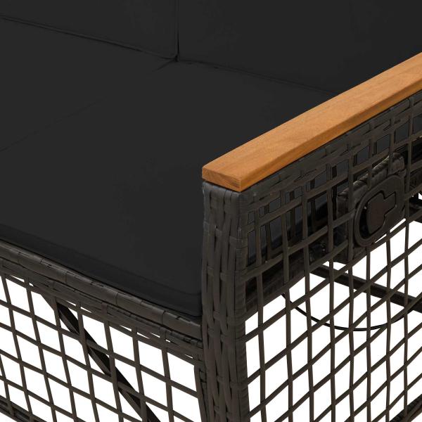 Garten Liegesofa Set Schwarz 164 x 164 x 112 cm Poly-Rattan