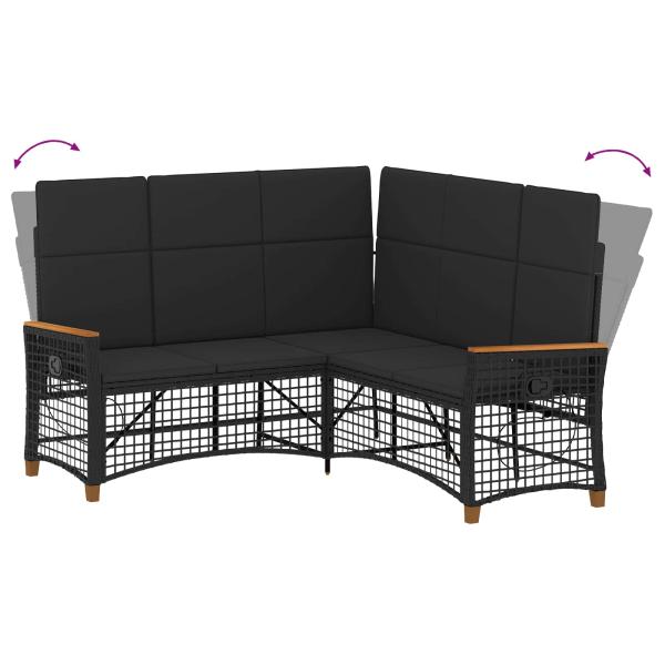 Garten Liegesofa Set Schwarz 164 x 164 x 112 cm Poly-Rattan