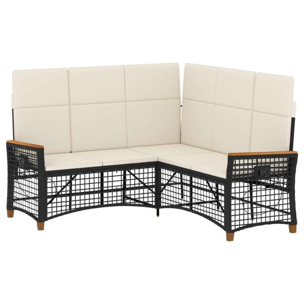 Garten Liegesofa Set Schwarz und Cremeweiß 164 x 164 x 112 cm