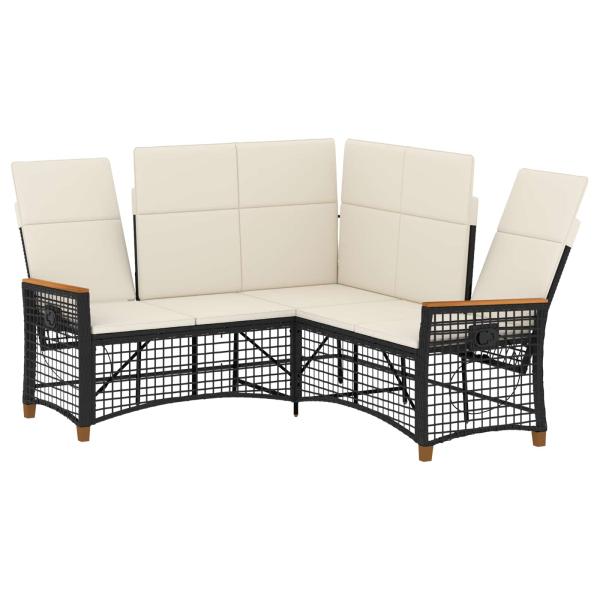 Garten Liegesofa Set Schwarz und Cremeweiß 164 x 164 x 112 cm