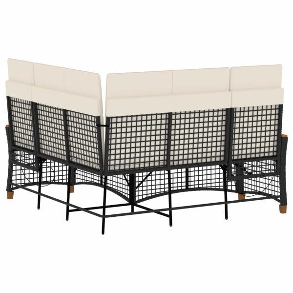 Garten Liegesofa Set Schwarz und Cremeweiß 164 x 164 x 112 cm