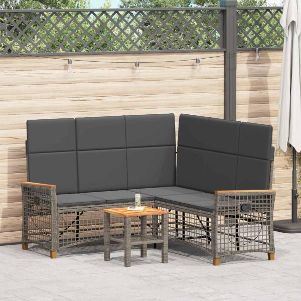 ARDEBO.de - Garten Liegesofa Set Grau und Dunkelgrau 164 x 164 x 112 cm