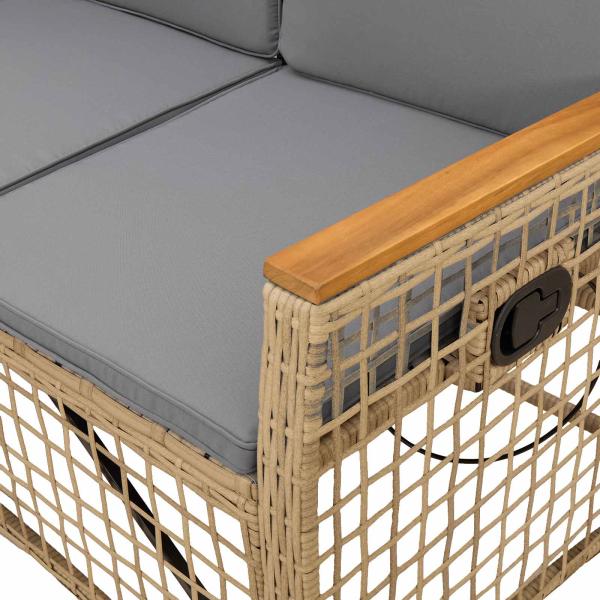 Garten Liegesofa Set Beige und Hellgrau 164 x 164 x 112 cm