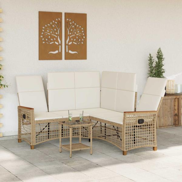 Garten Liegesofa Set Beige und Cremeweiß 164 x 164 x 112 cm