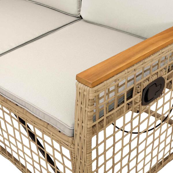 Garten Liegesofa Set Beige und Cremeweiß 164 x 164 x 112 cm