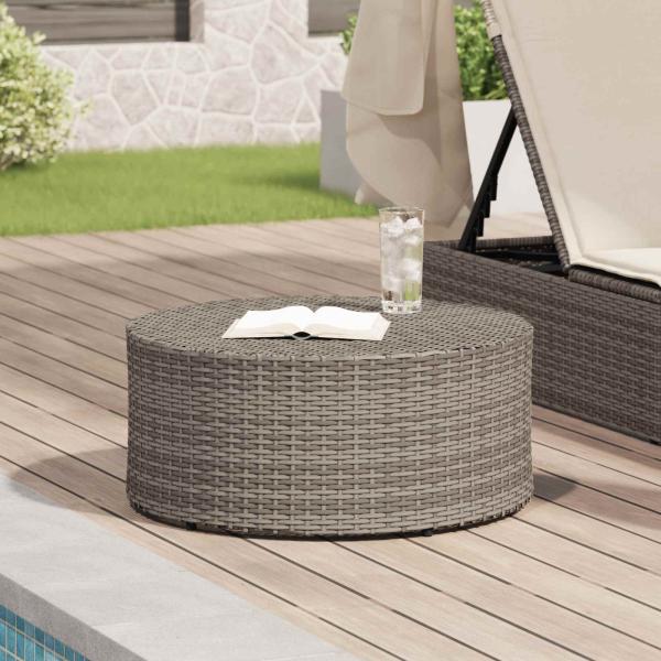ARDEBO.de - Couchtisch für draußen Grau Ø 68 x 30 cm Poly-Rattan