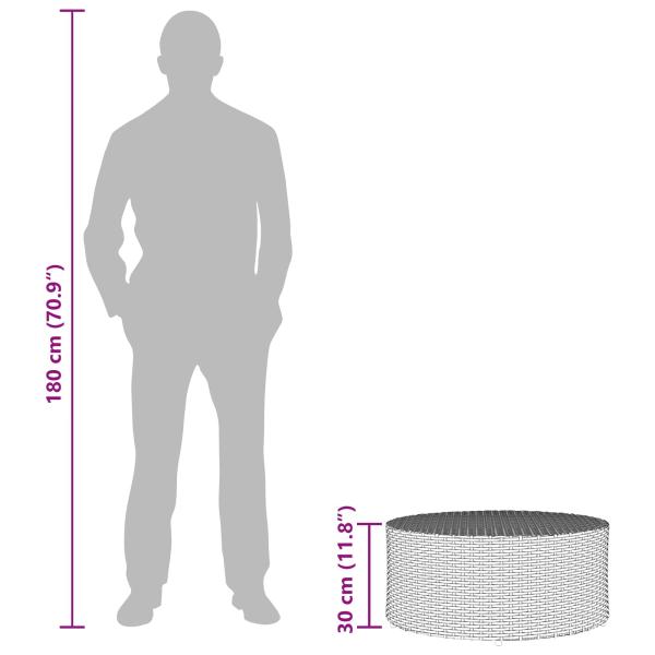 Couchtisch für draußen Grau Ø 68 x 30 cm Poly-Rattan