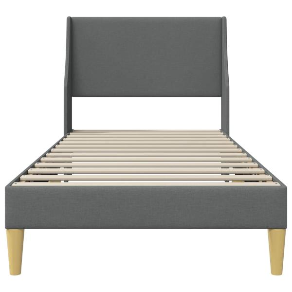 Bettrahmen mit Kopfteil Dunkelgrau 90 x 200 cm Stoff