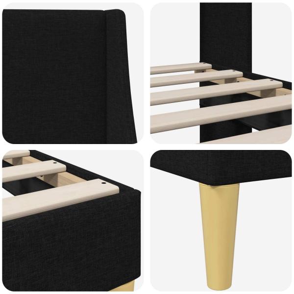 Bettrahmen mit Kopfteil Schwarz 90 x 200 cm Stoff