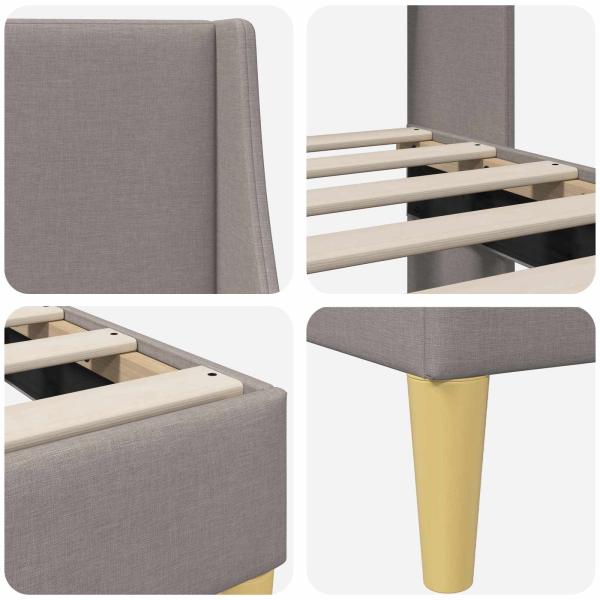 Bettrahmen mit Kopfteil Taupe 90 x 200 cm Stoff