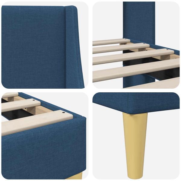 Bettrahmen mit Kopfteil Blau 90 x 200 cm Stoff