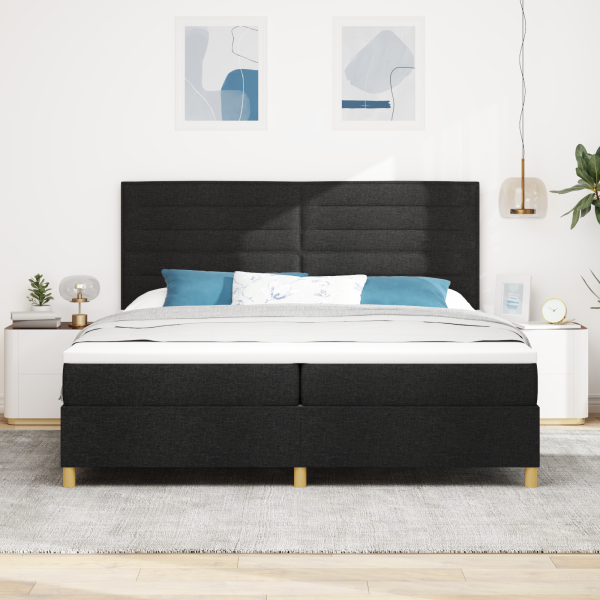 Boxspringbett mit Matratze Schwarz 200 x 200 cm Stoff