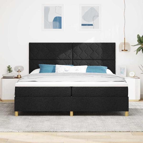 Boxspringbett mit Matratze Schwarz 200 x 200 cm Stoff