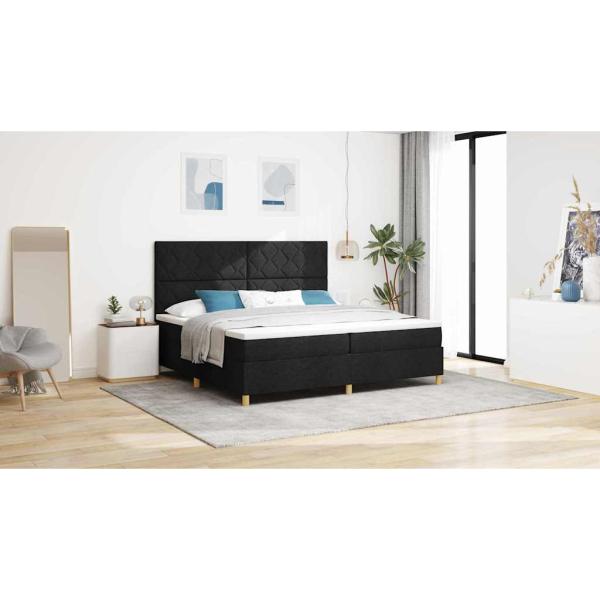 Boxspringbett mit Matratze Schwarz 200 x 200 cm Stoff