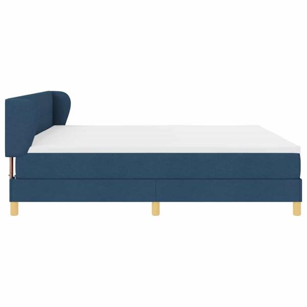 Boxspringbett mit Matratze mit Kopfteil Blau 200 x 200 cm Stoff