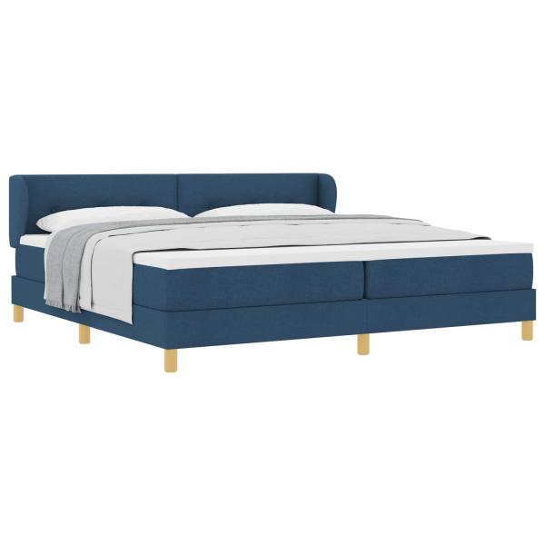 Boxspringbett mit Matratze mit Kopfteil Blau 200 x 200 cm Stoff