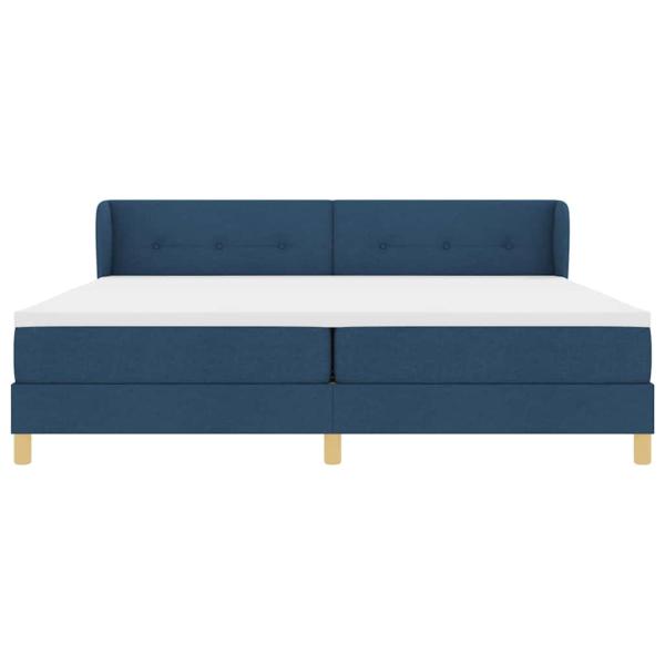 Boxspringbett mit Matratze mit Kopfteil Blau 200 x 200 cm Stoff