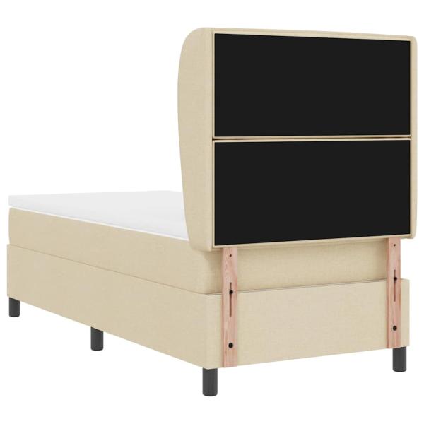 Boxspringbett mit Matratze mit Kopfteil Creme 90 x 200 cm Stoff