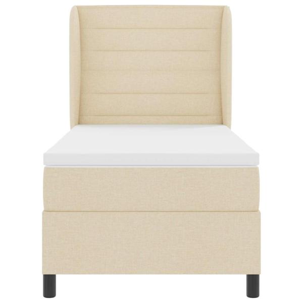 Boxspringbett mit Matratze mit Kopfteil Creme 90 x 200 cm Stoff