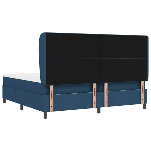 Boxspringbett mit Matratze mit Kopfteil Blau 200 x 200 cm Stoff