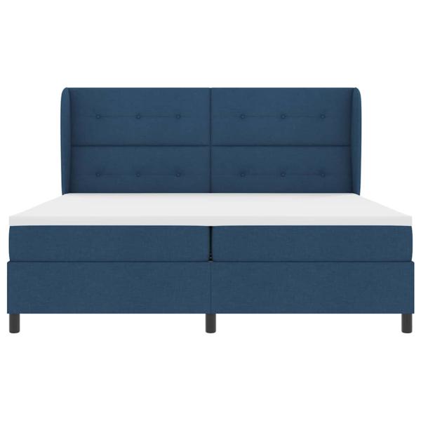 Boxspringbett mit Matratze mit Kopfteil Blau 200 x 200 cm Stoff