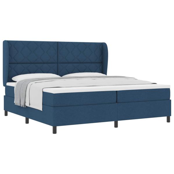 Boxspringbett mit Kopfteil Blau 200 x 200 cm Stoff