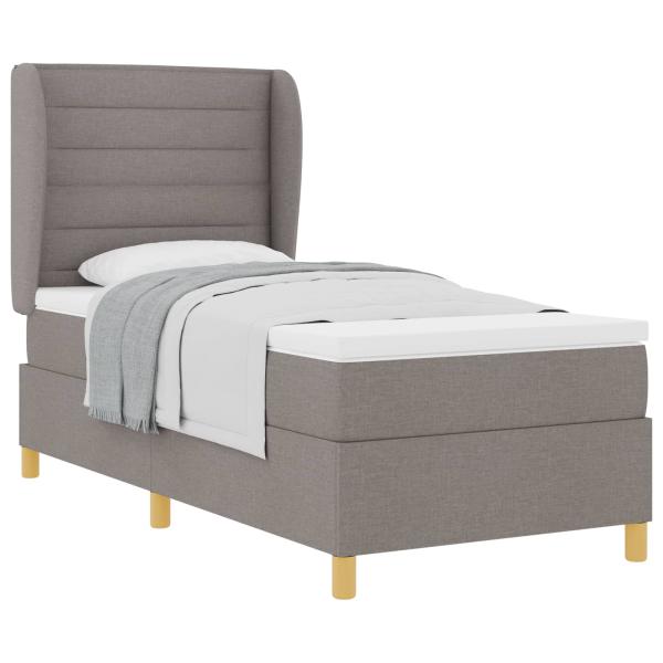 Boxspringbett mit Matratze Dunkelgrau 90x190 cm Taupe Stoff