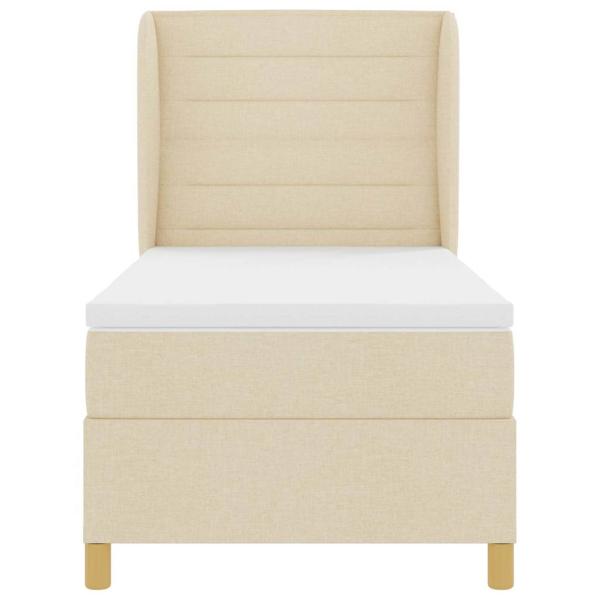 Boxspringbett mit Matratze Dunkelgrau 90x190 cm Creme Stoff