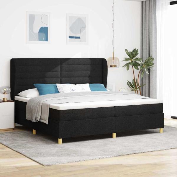 ARDEBO.de - Boxspringbett mit Matratze Dunkelgrau 90x190 cm Schwarz Stoff