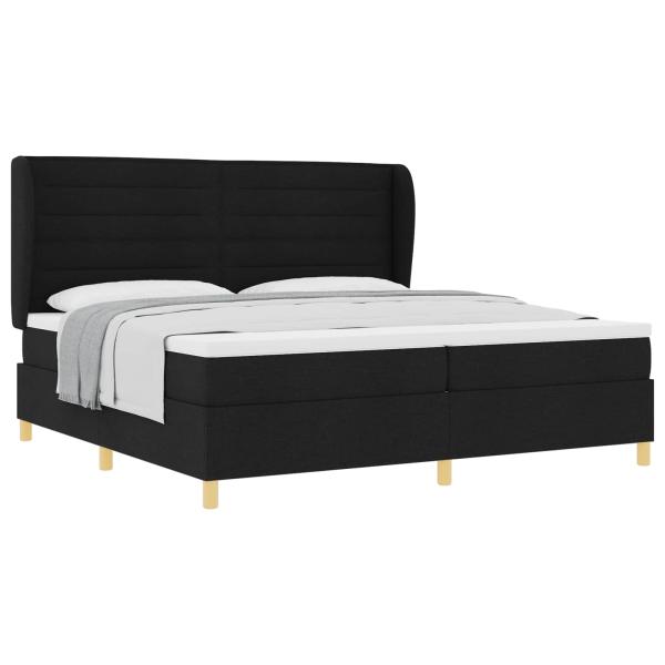 Boxspringbett mit Matratze Dunkelgrau 90x190 cm Schwarz Stoff